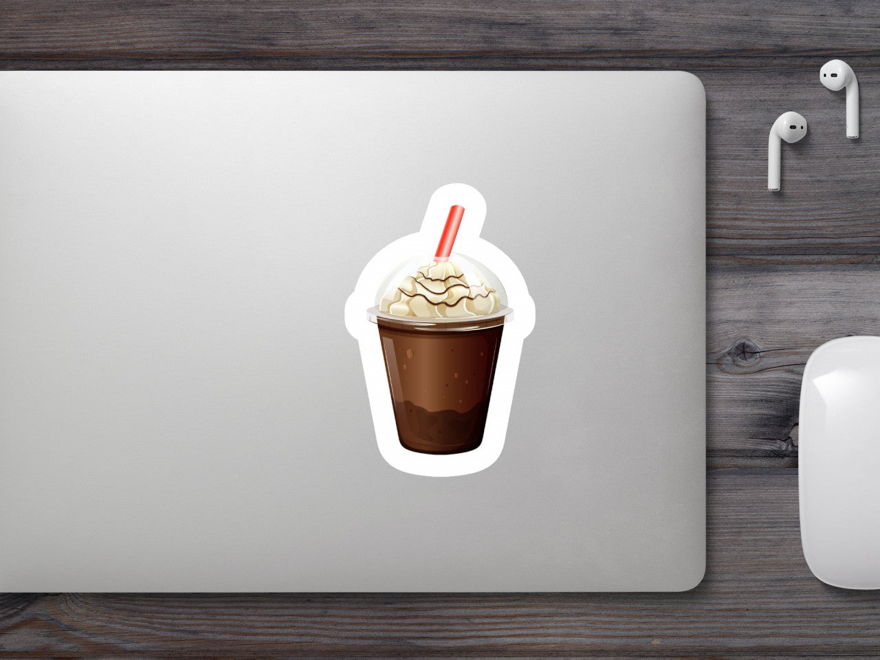Set 5 bucati, Sticker decorativ, Cafea cu frisca, Rezistent la apa, NO8680, 6 cm, Multicolor