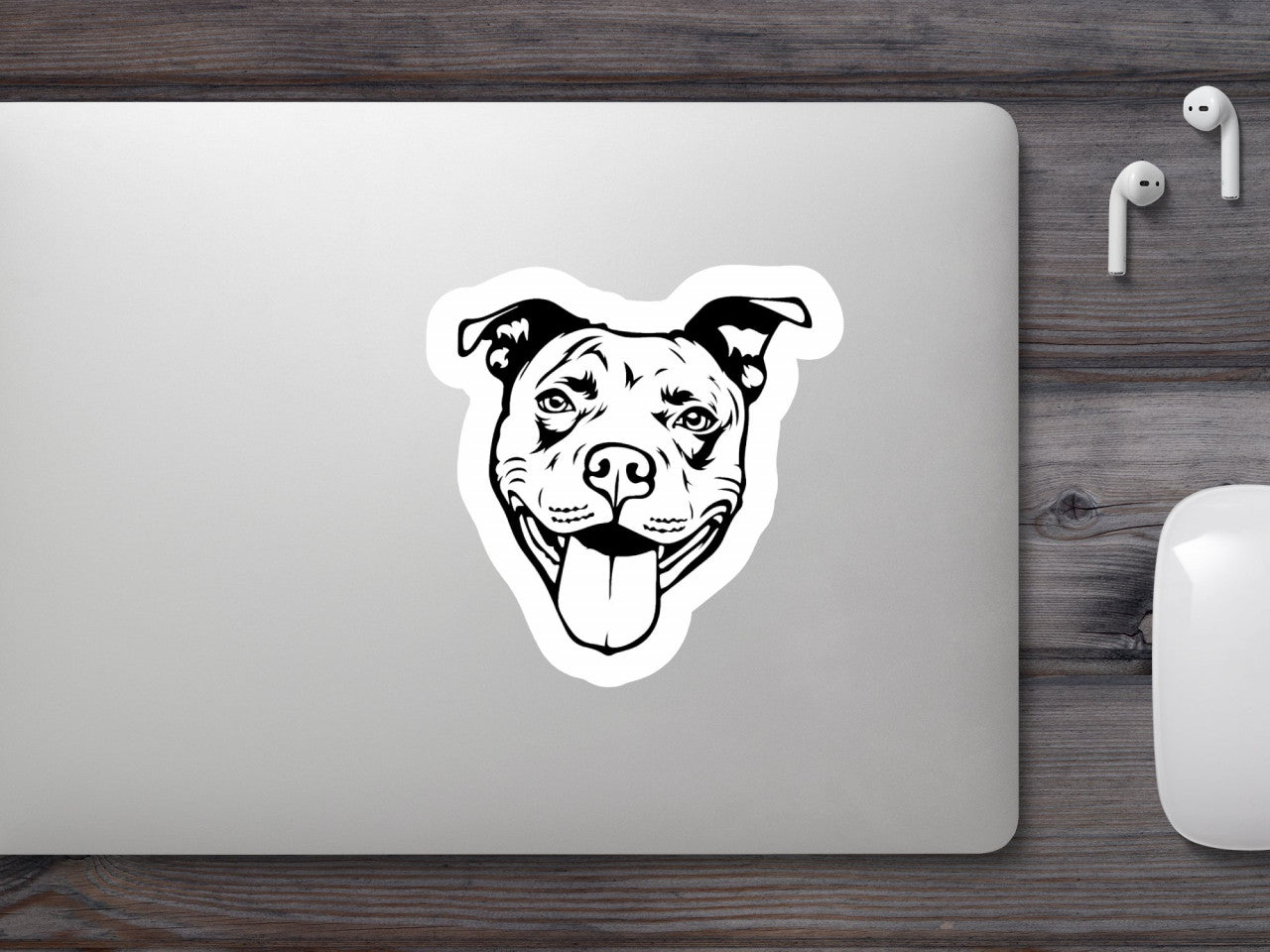 Set 5 bucati, Sticker decorativ, Caine rasa Pit Bull fericit, Rezistent la apa, NO8689, 6 cm, Multicolor