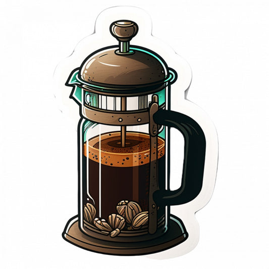Set 5 bucati, Sticker decorativ, Cana expresor de cafea, Rezistent la apa, NO8716, 6 cm, Multicolor