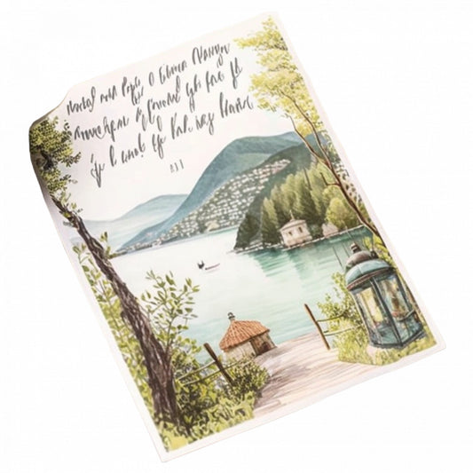 Set 5 bucati, Sticker decorativ, carte postala cu peisaj de munte, Rezistent la apa, NO8735, 6 cm, Multicolor