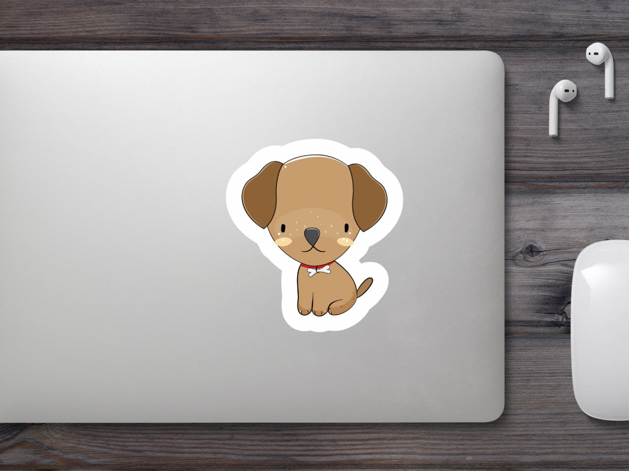 Set 5 bucati, Sticker decorativ, Catel cu medalion la gat, Rezistent la apa, NO8764, 6 cm, Multicolor