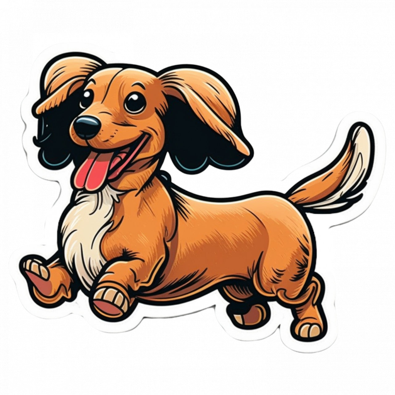 Set 5 bucati, Sticker decorativ, Catel Teckel, Rezistent la apa, NO8765, 6 cm, Multicolor