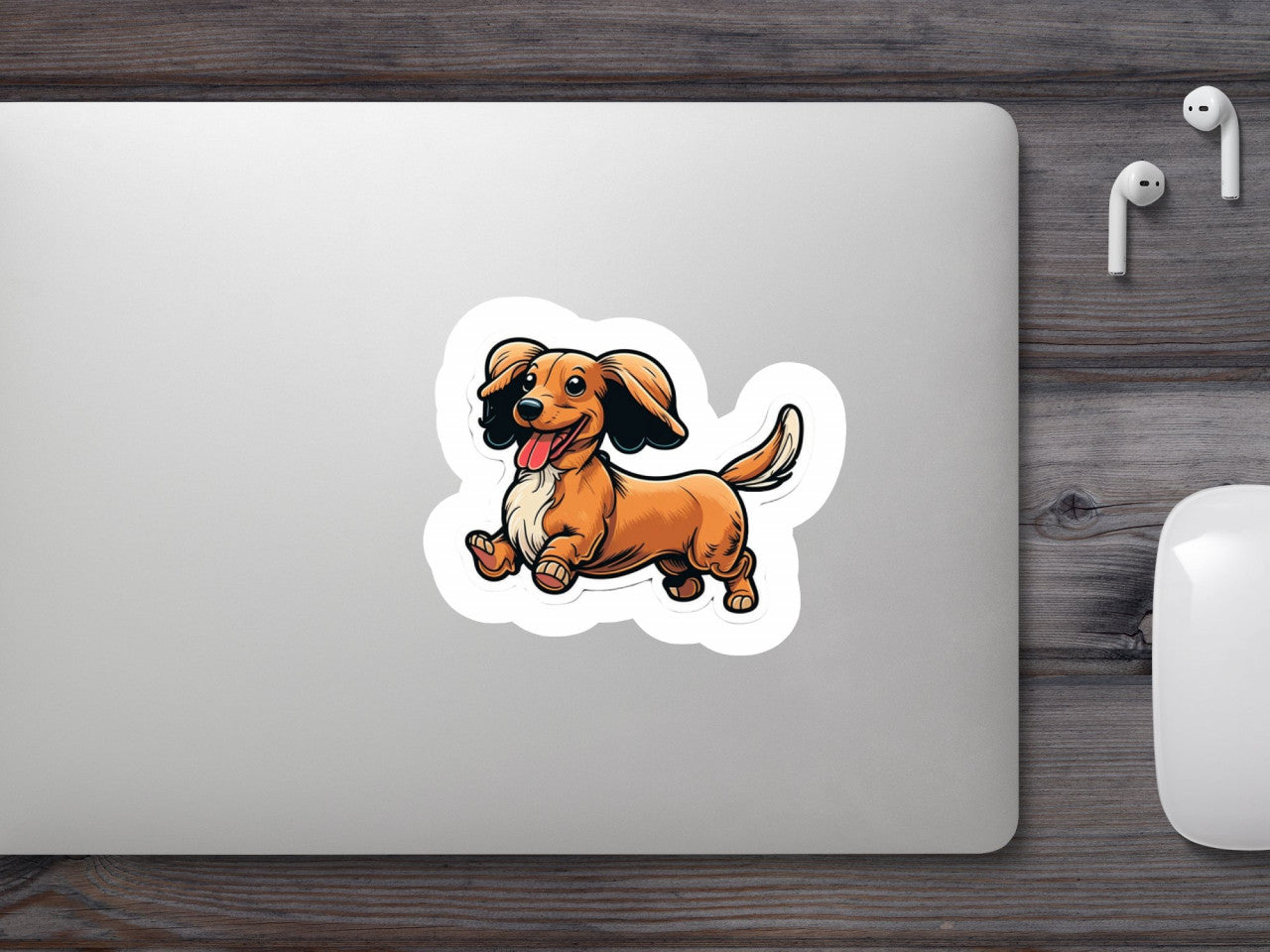 Set 5 bucati, Sticker decorativ, Catel Teckel, Rezistent la apa, NO8765, 6 cm, Multicolor