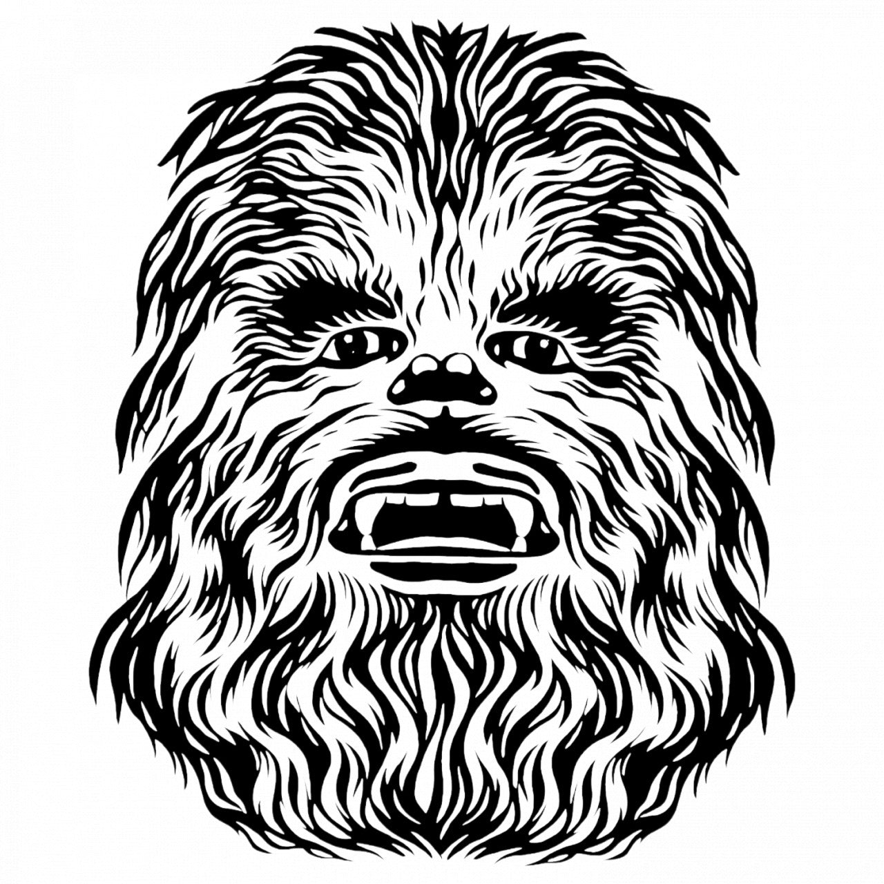 Set 5 bucati, Sticker decorativ, Chewbacca este suparat Star Wars, Rezistent la apa, NO8800, 6 cm, Multicolor