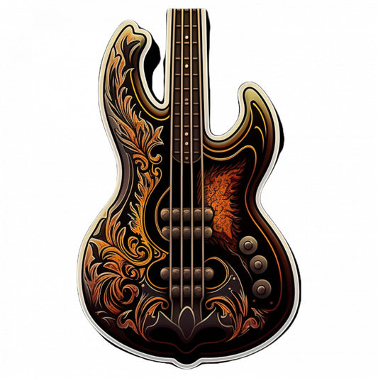 Set 5 bucati, Sticker decorativ, Chitara Bass, Rezistent la apa, NO8819, 6 cm, Multicolor