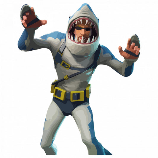 Set 5 bucati, Sticker decorativ, Chomp Sr Fortnite, Rezistent la apa, NO8827, 6 cm, Multicolor