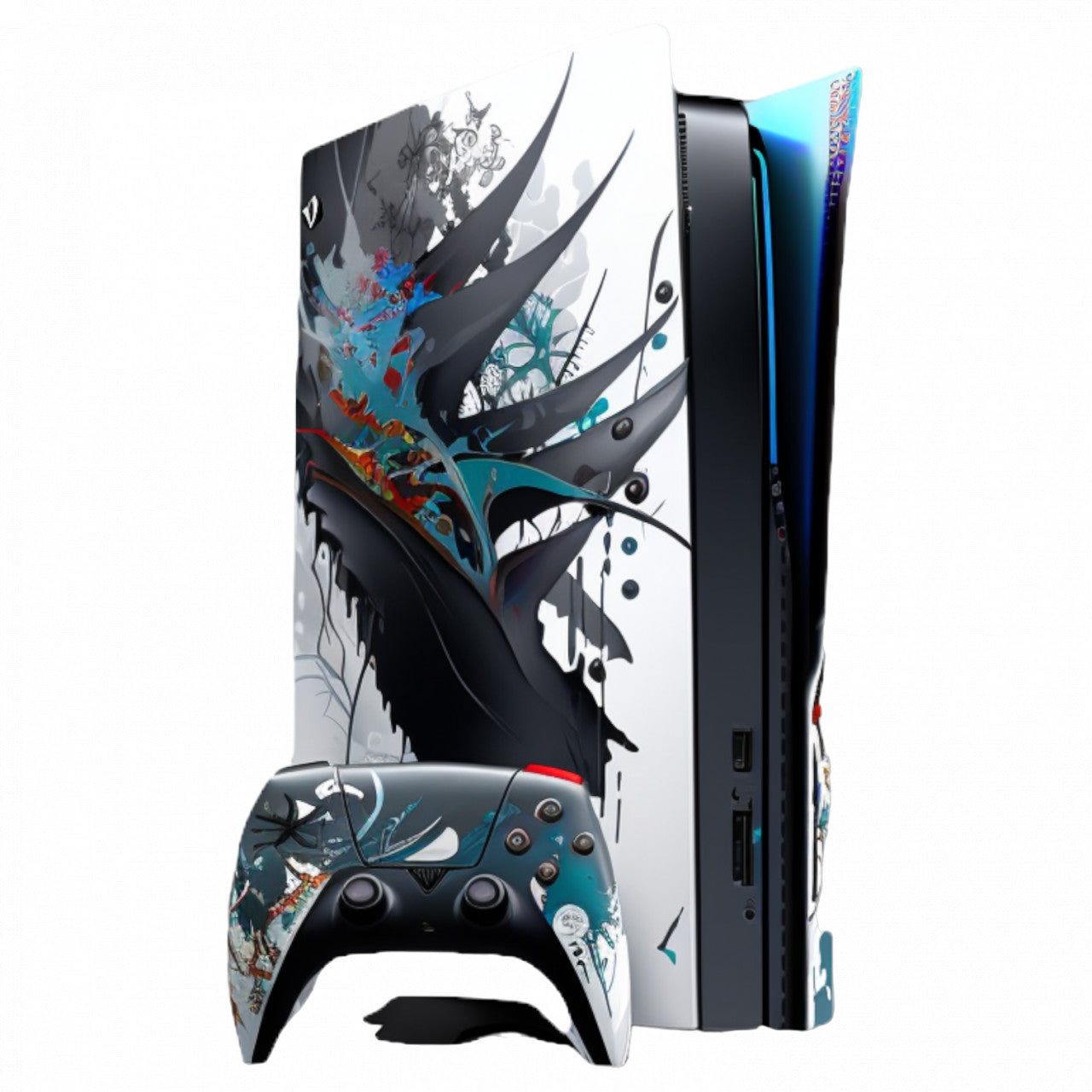 Set 5 bucati, Sticker decorativ, Consola PlayStation 5 pictata abstract, Rezistent la apa, NO8868, 6 cm, Multicolor