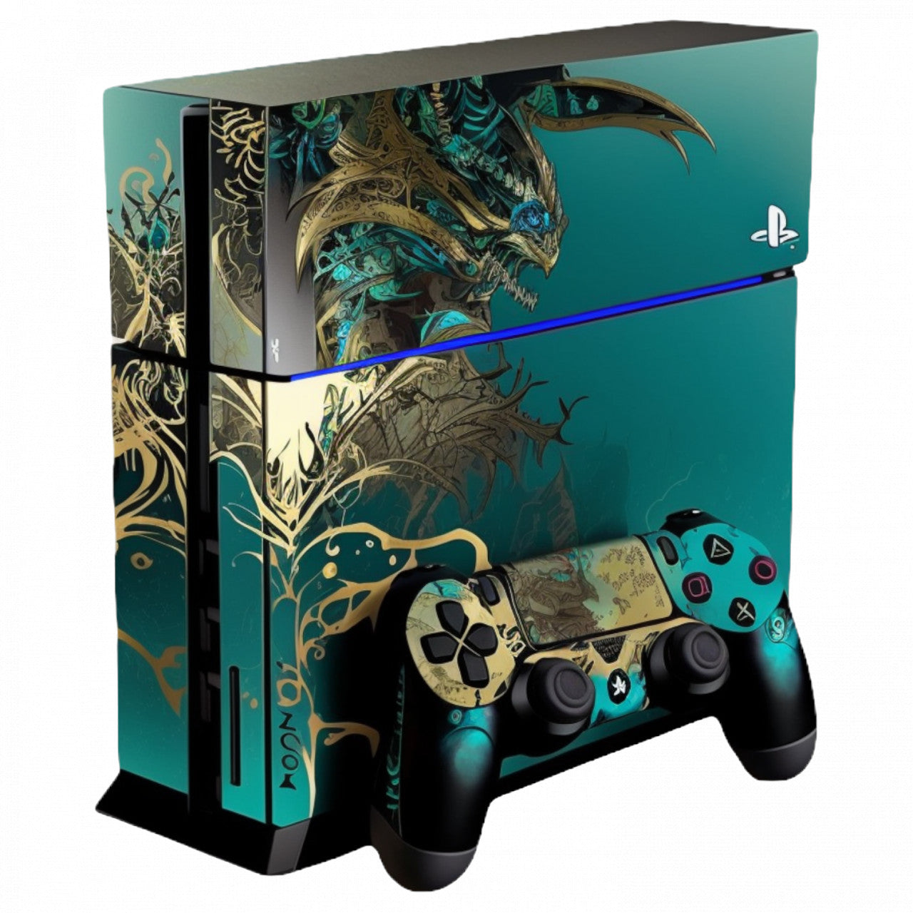 Set 5 bucati, Sticker decorativ, Consola ps4 cu model marmura, Rezistent la apa, NO8870, 6 cm, Multicolor