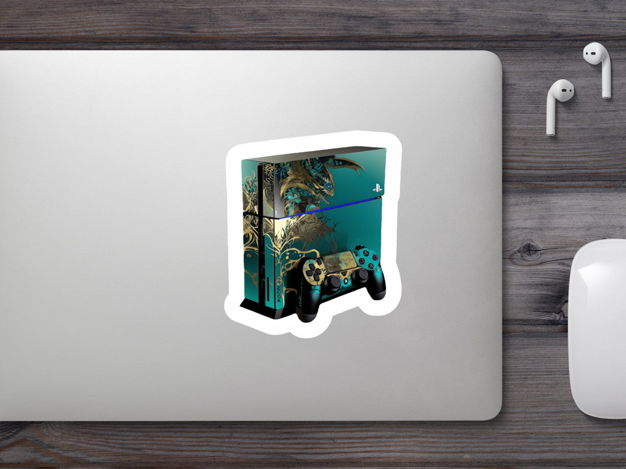 Set 5 bucati, Sticker decorativ, Consola ps4 cu model marmura, Rezistent la apa, NO8870, 6 cm, Multicolor