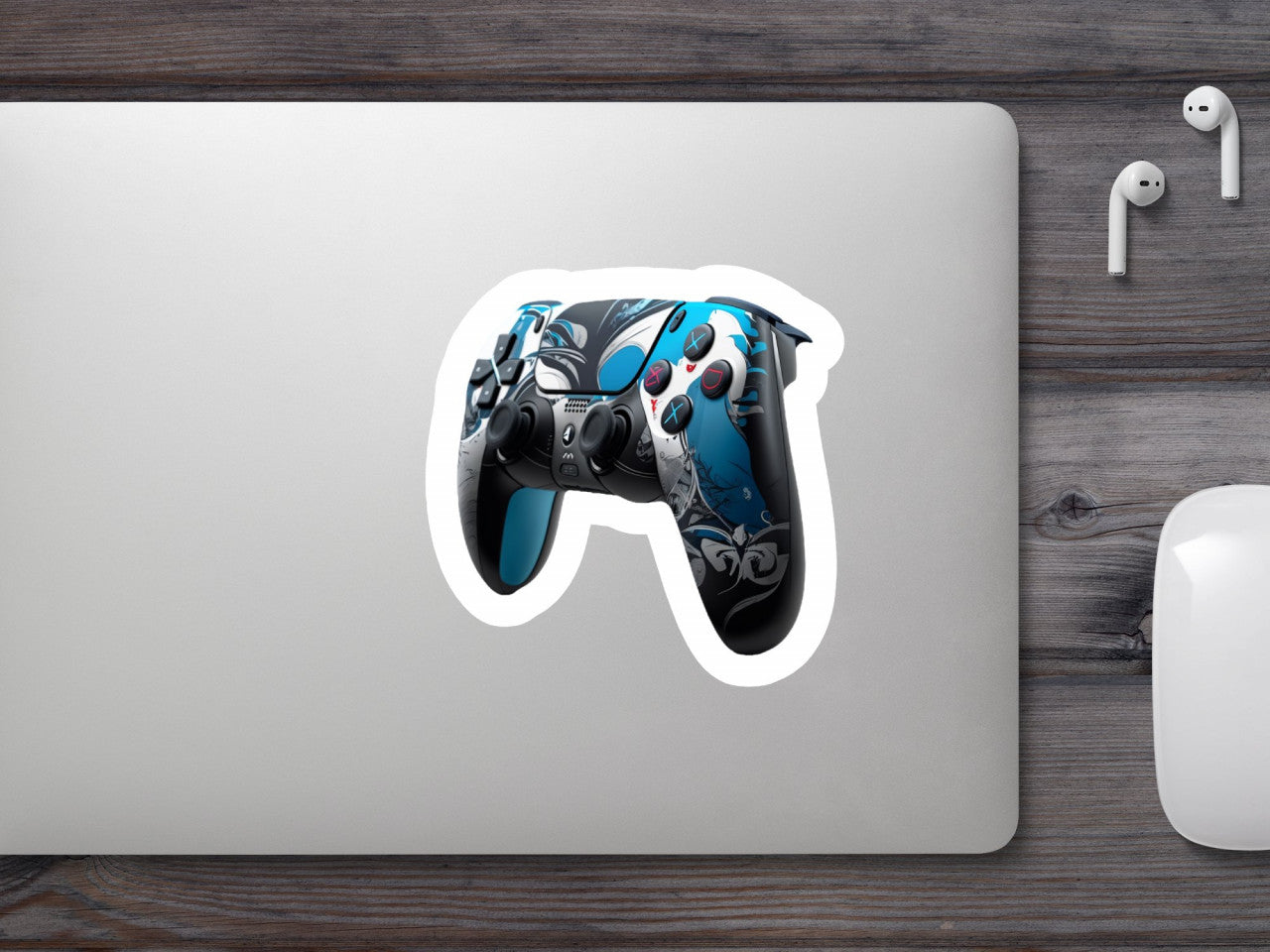 Set 5 bucati, Sticker decorativ, Controller PlayStation 5 cu desene metalizate, Rezistent la apa, NO8878, 6 cm, Multicolor