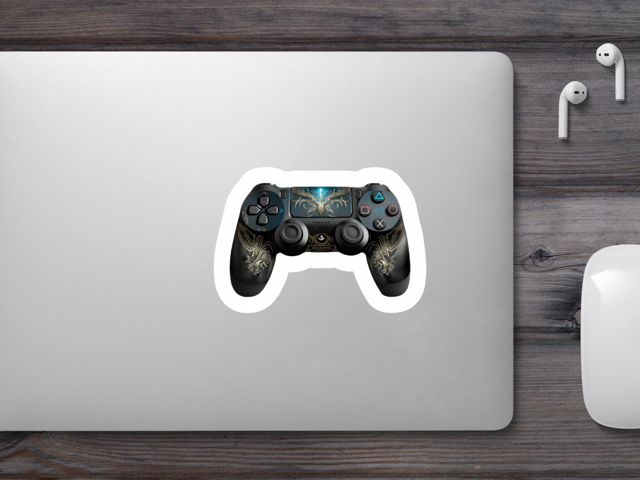Set 5 bucati, Sticker decorativ, Controller Sony Playstation 4 jocuri cu motive celtice, Rezistent la apa, NO8881, 6 cm, Multicolor