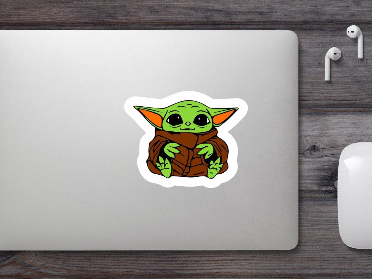 Set 5 bucati, Sticker decorativ, Copilul Yoda Grogu, Rezistent la apa, NO8907, 6 cm, Multicolor