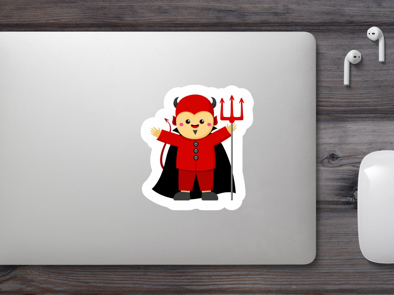 Set 5 bucati, Sticker decorativ, Devil Costum Halloween, Rezistent la apa, NO9000, 6 cm, Multicolor