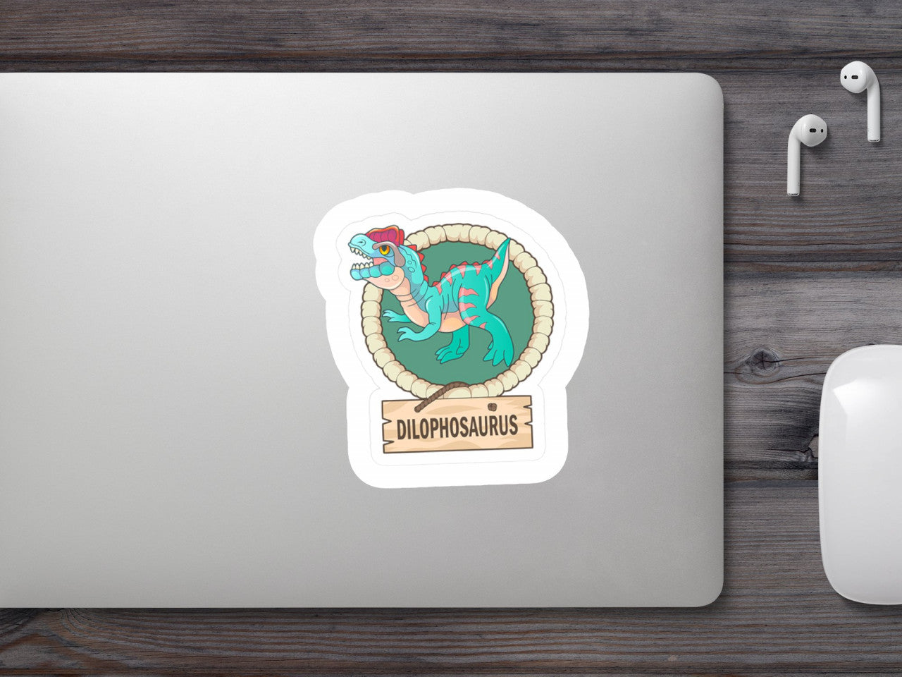 Set 5 bucati, Sticker decorativ, Dilophosaurus dinozaur, Rezistent la apa, NO9003, 6 cm, Multicolor