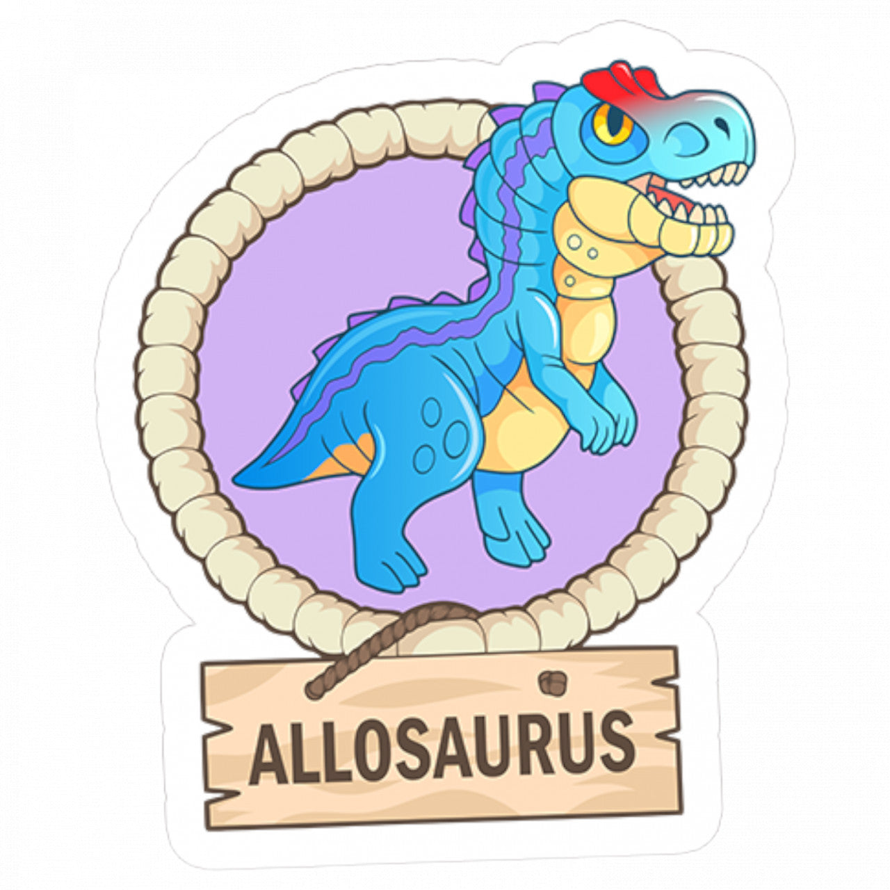 Set 5 bucati, Sticker decorativ, Dinozaur Allosaurus, Rezistent la apa, NO9006, 6 cm, Multicolor