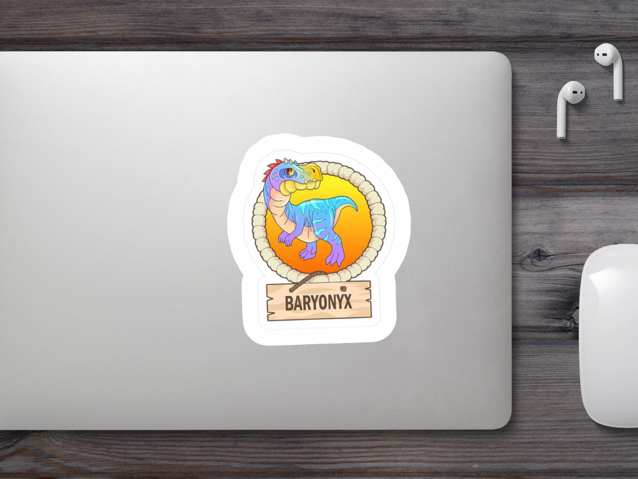 Set 5 bucati, Sticker decorativ, Dinozaur Baryonyx, Rezistent la apa, NO9008, 6 cm, Multicolor