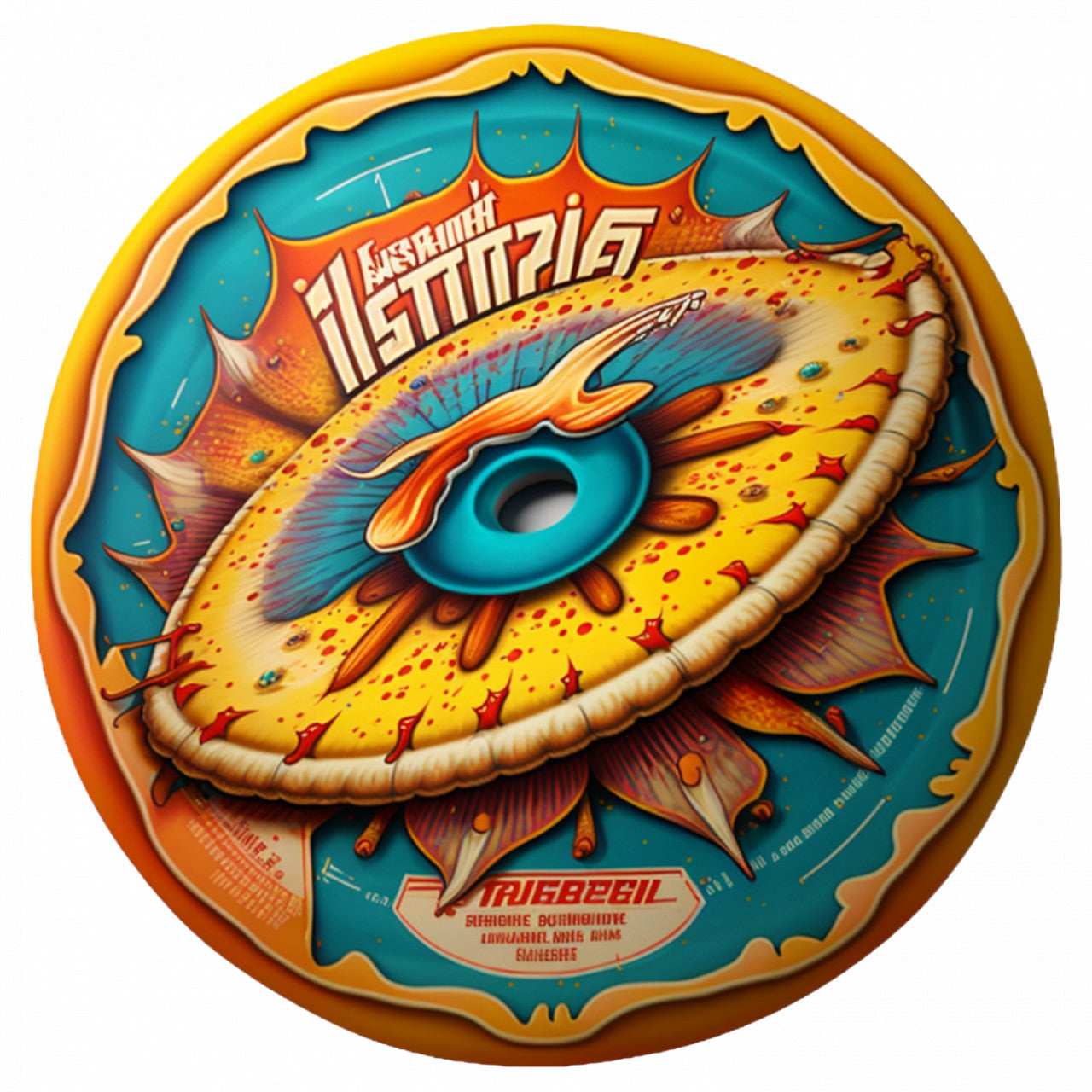 Set 5 bucati, Sticker decorativ, Disc frisbee, Rezistent la apa, NO9025, 6 cm, Multicolor