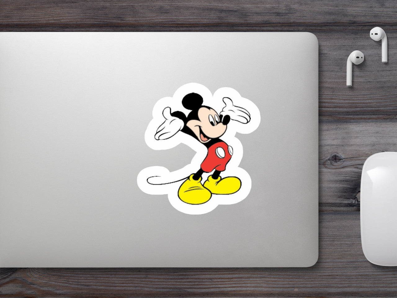 Set 5 bucati, Sticker decorativ, Disney Mickey fericit, Rezistent la apa, NO9033, 6 cm, Multicolor