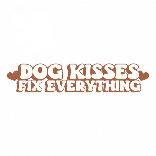 Set 5 bucati, Sticker decorativ, Dog kisses fix everything, Rezistent la apa, NO9054, 6 cm, Multicolor