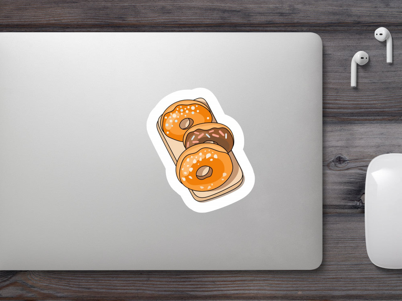 Set 5 bucati, Sticker decorativ, Donuts cu ciocolata si vanilie, Rezistent la apa, NO9081, 6 cm, Multicolor