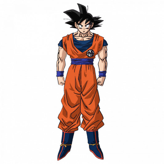 Set 5 bucati, Sticker decorativ, Dragon Ball Goku pregatit de lupta, Rezistent la apa, NO9123, 6 cm, Multicolor