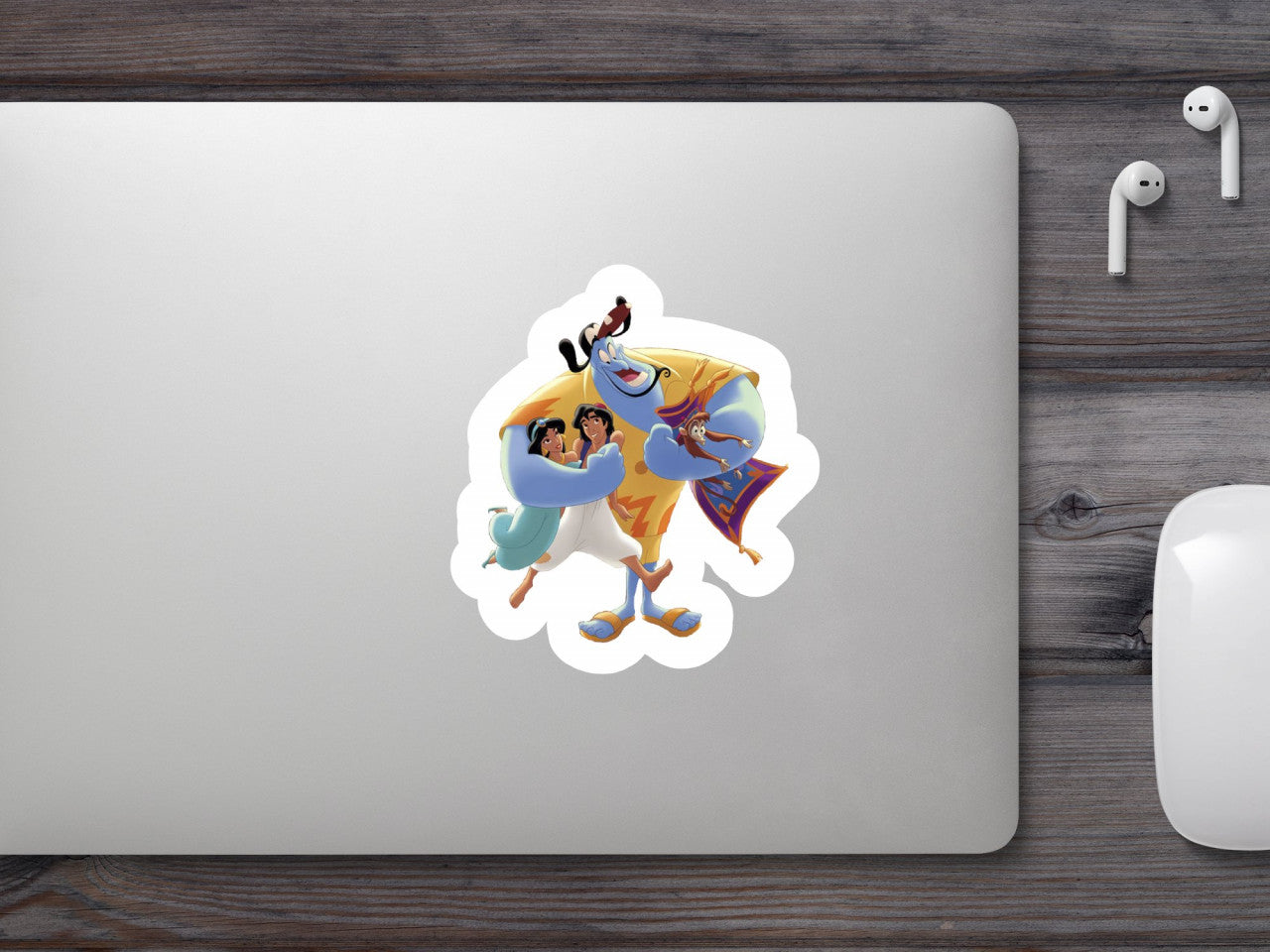 Set 5 bucati, Sticker decorativ, Duhul din lampa Aladdin, Rezistent la apa, NO9172, 6 cm, Multicolor