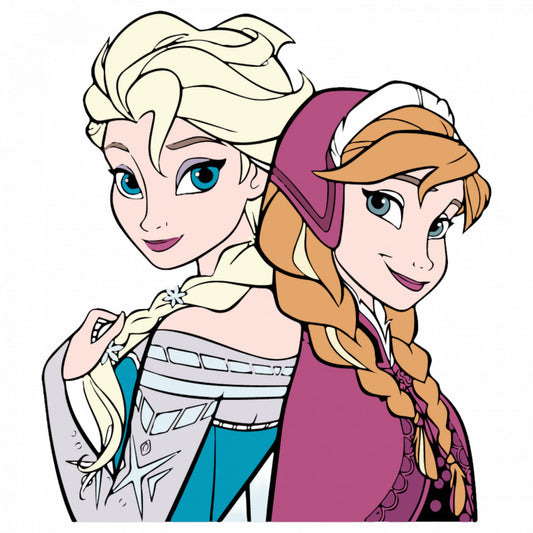 Set 5 bucati, Sticker decorativ, Elsa si Anna spate in spate, Rezistent la apa, NO9191, 6 cm, Multicolor