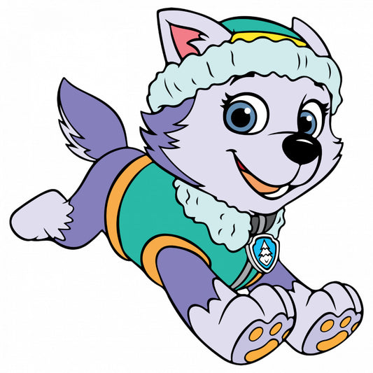 Set 5 bucati, Sticker decorativ, Everest Paw Patrol alergand, Rezistent la apa, NO9206, 6 cm, Multicolor