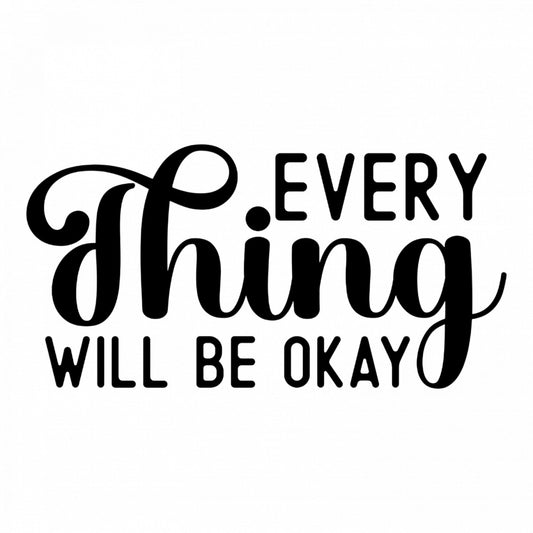 Set 5 bucati, Sticker decorativ, Every thing will be okay, Rezistent la apa, NO9214, 6 cm, Multicolor