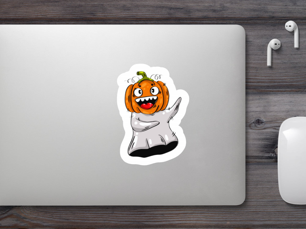 Set 5 bucati, Sticker decorativ, Fantoma amuzanta de Halloween, Rezistent la apa, NO9226, 6 cm, Multicolor
