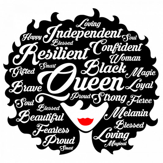 Set 5 bucati, Sticker decorativ, Femeie cu parul Afro Queen, Rezistent la apa, NO9261, 6 cm, Multicolor
