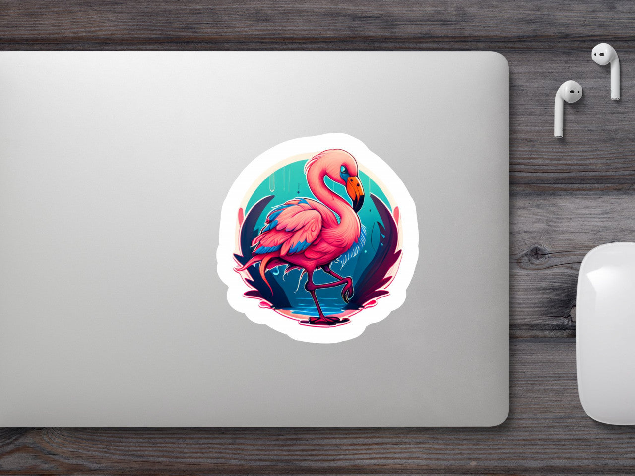 Set 5 bucati, Sticker decorativ, Flamingo in stuf, Rezistent la apa, NO9274, 6 cm, Multicolor