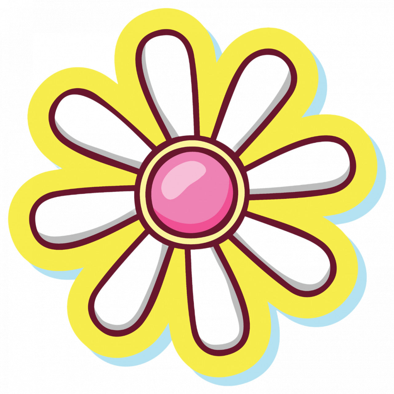 Set 5 bucati, Sticker decorativ, Floare margareta, Rezistent la apa, NO9279, 6 cm, Multicolor