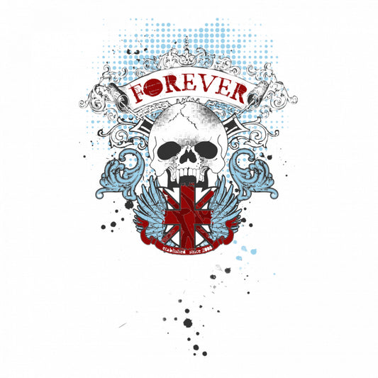 Set 5 bucati, Sticker decorativ, Forever craniu cu colti, Rezistent la apa, NO9293, 6 cm, Multicolor