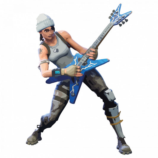 Set 5 bucati, Sticker decorativ, Fortnite Rock Out, Rezistent la apa, NO9329, 6 cm, Multicolor