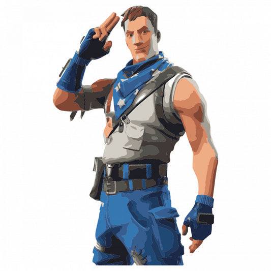 Set 5 bucati, Sticker decorativ, Fortnite Star Spangled Trooper, Rezistent la apa, NO9333, 6 cm, Multicolor