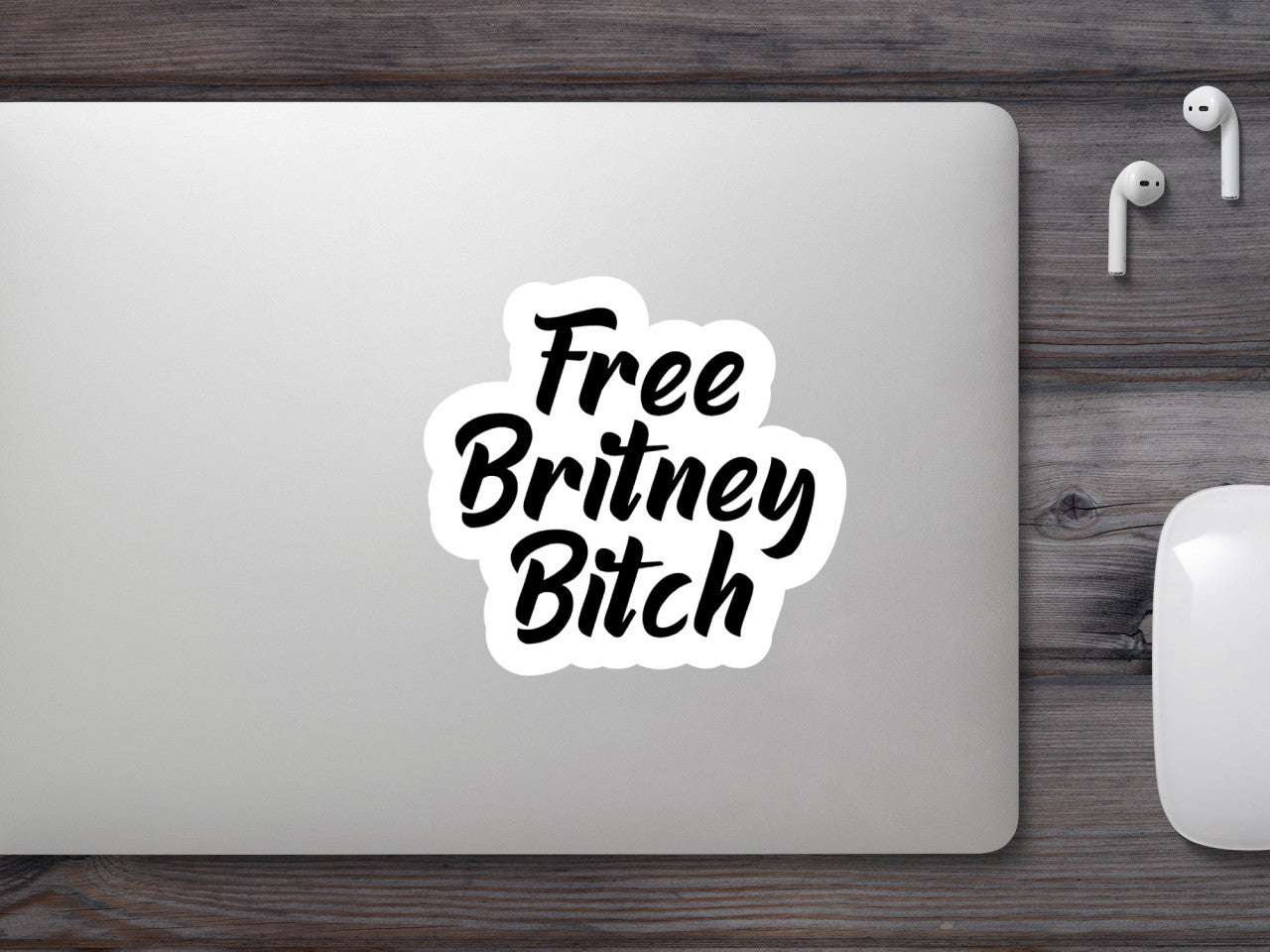 Set 5 bucati, Sticker decorativ, Free britney bitch, Rezistent la apa, NO9342, 6 cm, Multicolor