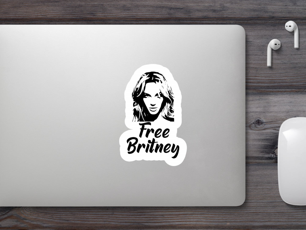 Set 5 bucati, Sticker decorativ, Free Britney Spears, Rezistent la apa, NO9344, 6 cm, Multicolor