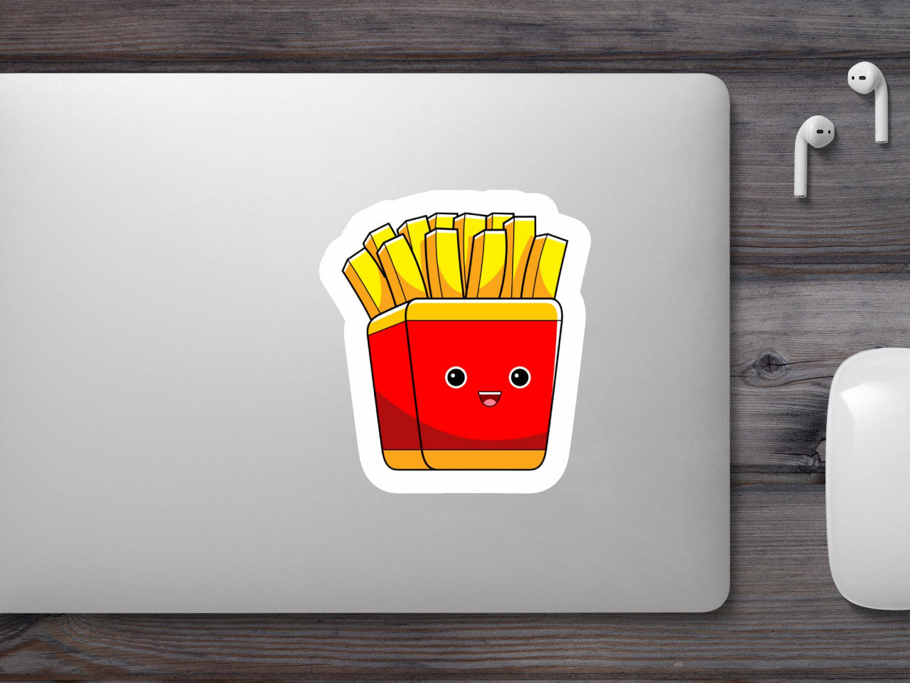Set 5 bucati, Sticker decorativ, French Fries, Rezistent la apa, NO9351, 6 cm, Multicolor