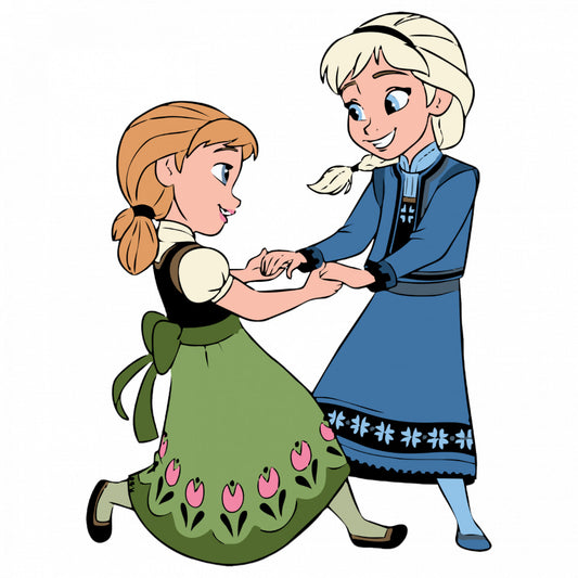 Set 5 bucati, Sticker decorativ, Frozen Anna si Elsa danseaza, Rezistent la apa, NO9356, 6 cm, Multicolor