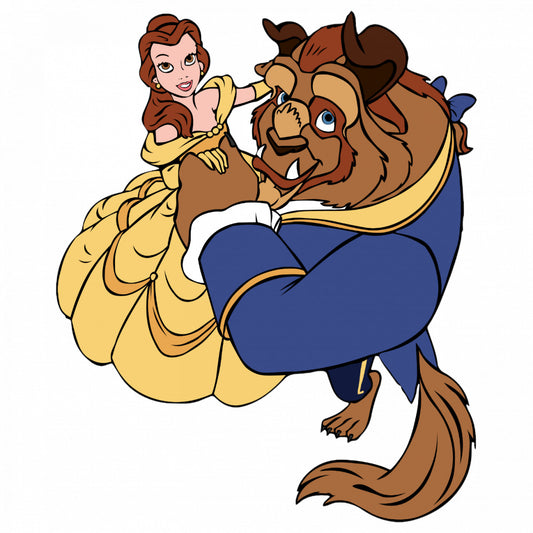 Set 5 bucati, Sticker decorativ, Frumoasa si bestia dansand, Rezistent la apa, NO9369, 6 cm, Multicolor