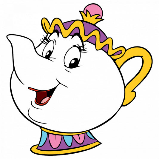 Set 5 bucati, Sticker decorativ, Frumoasa si bestia Mrs. Potts, Rezistent la apa, NO9376, 6 cm, Multicolor