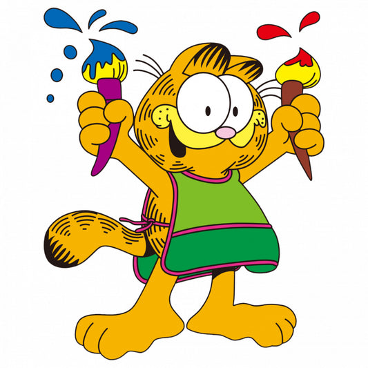 Set 5 bucati, Sticker decorativ, Garfield pictor, Rezistent la apa, NO9402, 6 cm, Multicolor