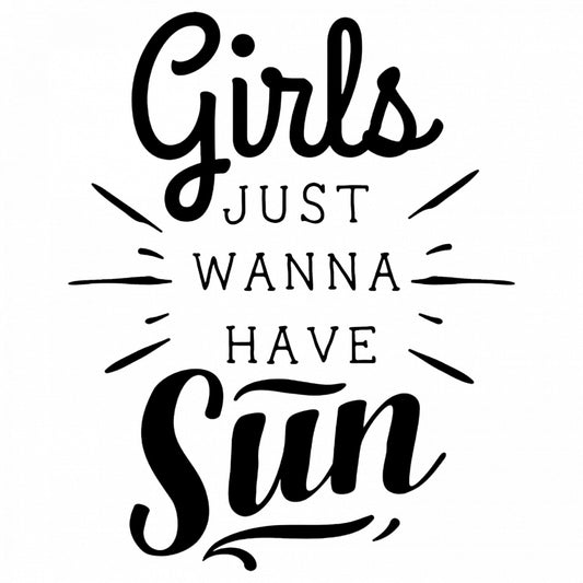 Set 5 bucati, Sticker decorativ, Girls just wanna have Sun, Rezistent la apa, NO9427, 6 cm, Multicolor