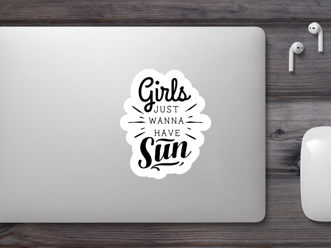 Set 5 bucati, Sticker decorativ, Girls just wanna have Sun, Rezistent la apa, NO9427, 6 cm, Multicolor