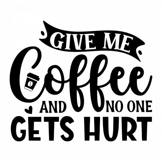 Set 5 bucati, Sticker decorativ, Give me coffee and no one gets hurt, Rezistent la apa, NO9429, 6 cm, Multicolor