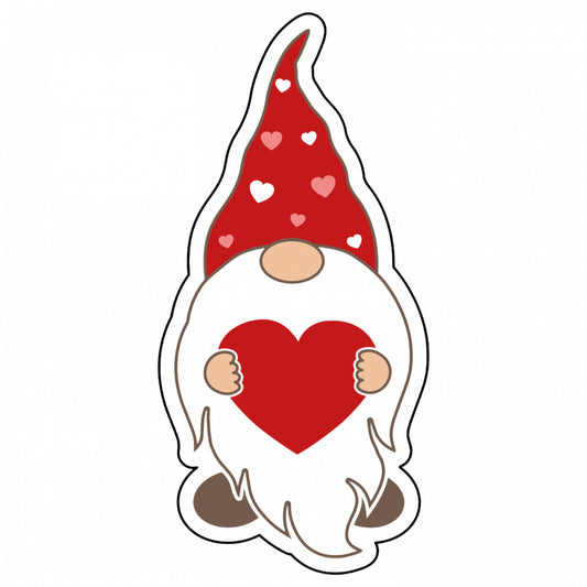 Set 5 bucati, Sticker decorativ, Gnom de Craciun cu inima, Rezistent la apa, NO9437, 6 cm, Multicolor