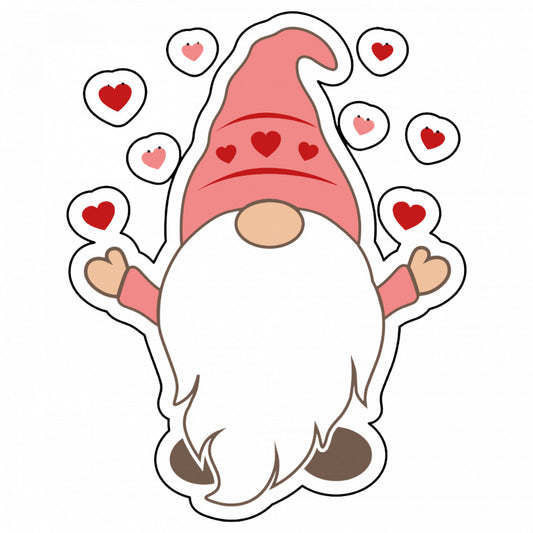 Set 5 bucati, Sticker decorativ, Gnom de Craciun cu inimioare, Rezistent la apa, NO9439, 6 cm, Multicolor