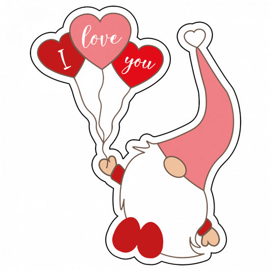 Set 5 bucati, Sticker decorativ, Gnom De Craciun I love you, Rezistent la apa, NO9441, 6 cm, Multicolor