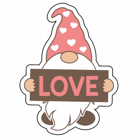 Set 5 bucati, Sticker decorativ, Gnom de Craciun LOVE, Rezistent la apa, NO9442, 6 cm, Multicolor